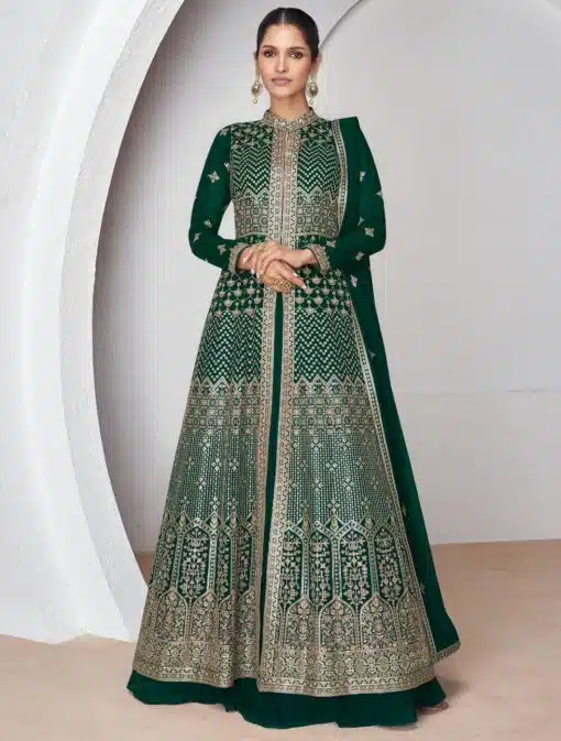 Green Lehenga Style Anarkali Suit