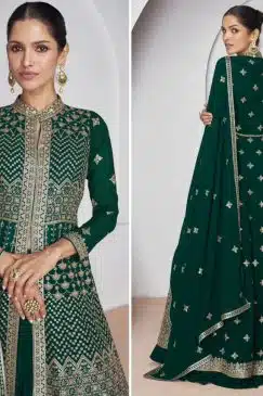 Alternative view of Green Lehenga Style Anarkali Suit