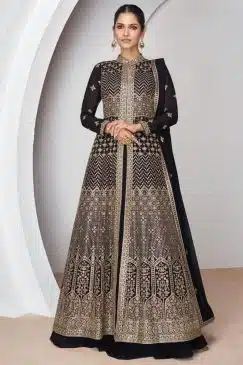 Black Lehenga Style Anarkali Suit