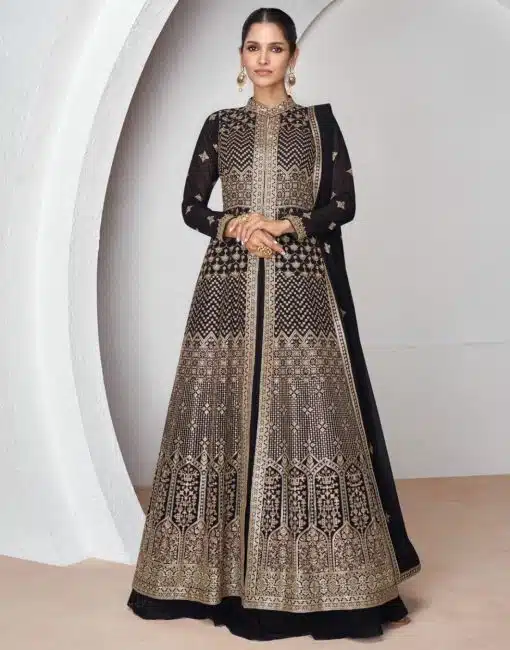 Black Lehenga Style Anarkali Suit