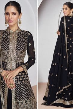 Alternative view of Black Lehenga Style Anarkali Suit