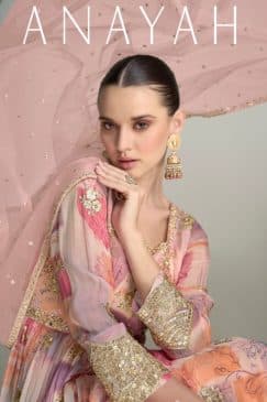 Alternative view of Light Pink Chinon Digital Print Anarkali Gown