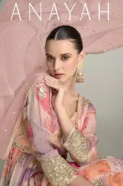 Alternative view of Light Pink Chinon Digital Print Anarkali Gown