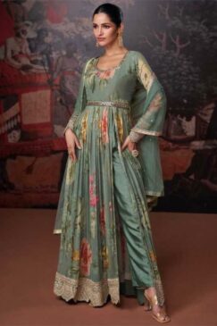 Sage Green Side Slit Embroidered Anarkali Suit