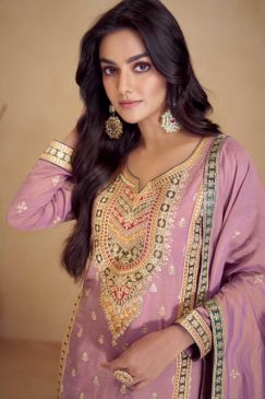 Alternative view of Pink Simar Silk Embroidered Palazzo Suit
