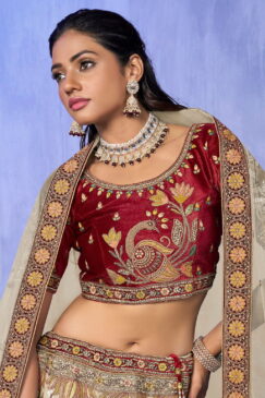 Alternative view of White Heavy Velvet Embroidered Bridal Lehenga Choli