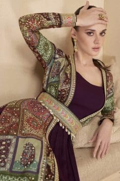 Alternative view of Wine Embroidered Anarkali Suit With Jacket