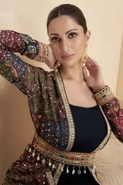 Alternative view of Navy Embroidered Anarkali Suit With Jacket