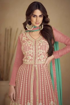 Alternative view of Pink Embroidered Palazzo Suit