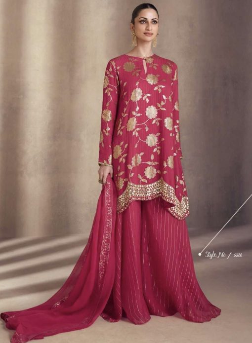 Pink Embroidered Sangeet Sharara Suit