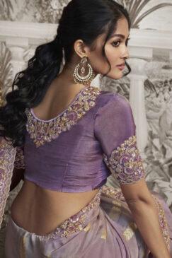 Alternative view of Violet Fancy Silk Wedding Reception Wear Saree