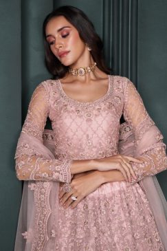 Alternative view of Light Pink Net Bridal Lehenga Choli