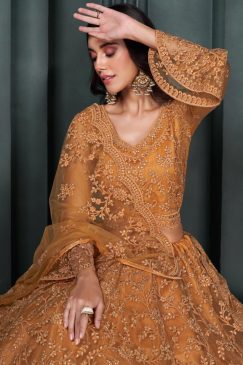 Alternative view of Orange Net Bridal Lehenga Choli