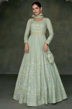 Mint Green Embroidered Anarkali Suit