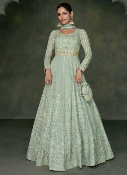 Mint Green Embroidered Anarkali Suit