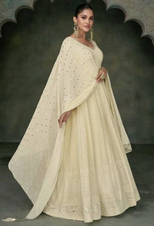 Cream Embroidered Anarkali Suit