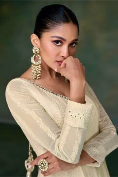 Alternative view of Cream Embroidered Anarkali Suit