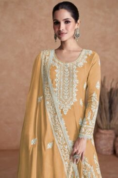 Alternative view of Yellow Silk Embroidered Palazzo Suit