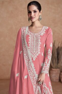 Alternative view of Pink Silk Embroidered Palazzo Suit