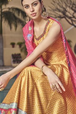 Alternative view of Multicoloured Digital Print Fancy Silk Anarkali Gown