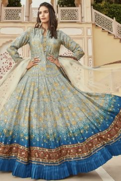 Multicoloured Digital Print Anarkali Gown