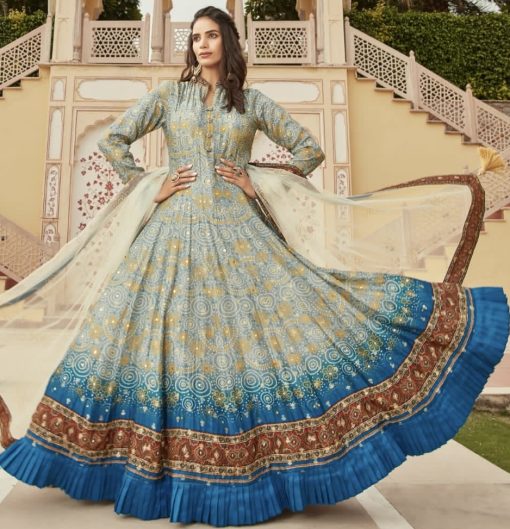 Multicoloured Digital Print Anarkali Gown