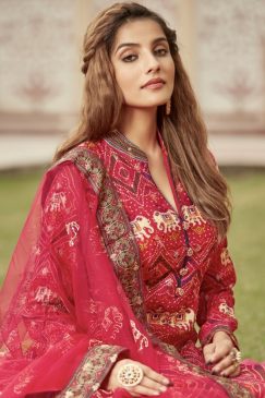 Alternative view of Magenta Digital Print Anarkali Gown