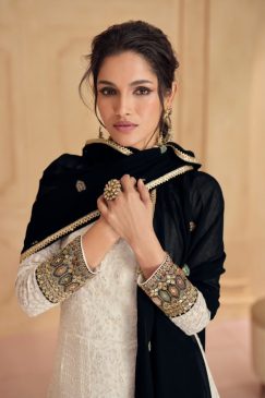 Alternative view of Off White Embroidered Floor Length Anarkali Gown