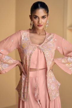 Alternative view of Pink Palazzo Suit With Crop Top & Jacket