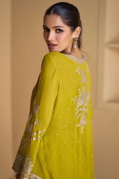 Alternative view of Yellow Palazzo Suit With Crop Top & Jacket