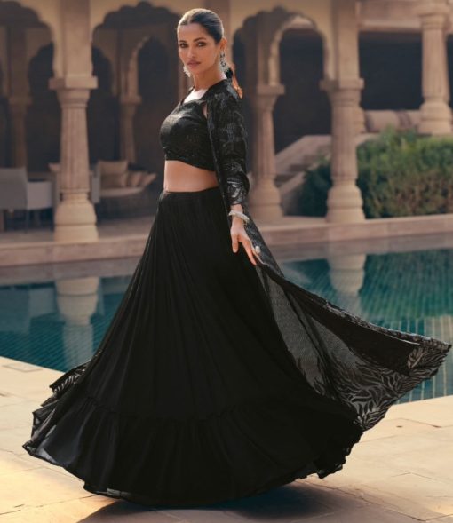 Black Lehenga Suit With Jacket