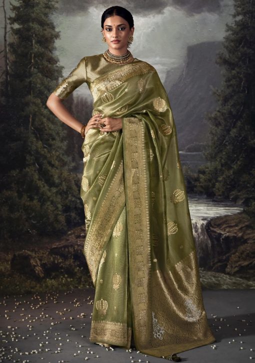 Green Embroidered Banarasi Wedding Saree
