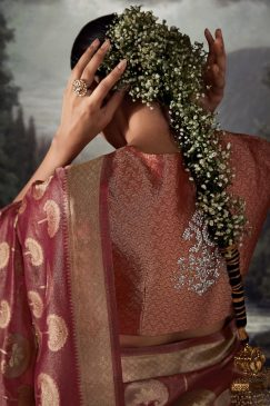 Alternative view of Rose Embroidered Banarasi Wedding Saree