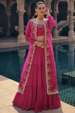 Pink Lehenga Suit With Jacket