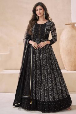 Black Georgette Floor Length Anarkali Gown