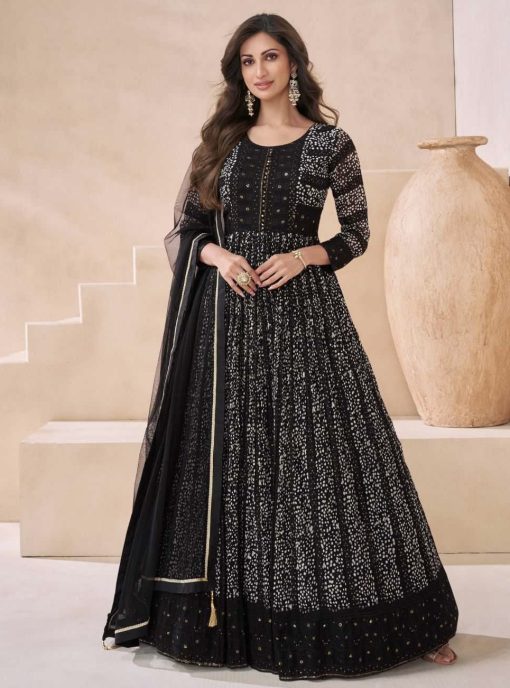 Black Georgette Floor Length Anarkali Gown