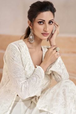 Alternative view of White Palazzo Suit With Crop Top & Shrug
