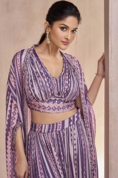 Alternative view of Purple Palazzo Suit With Crop Top & Shrug