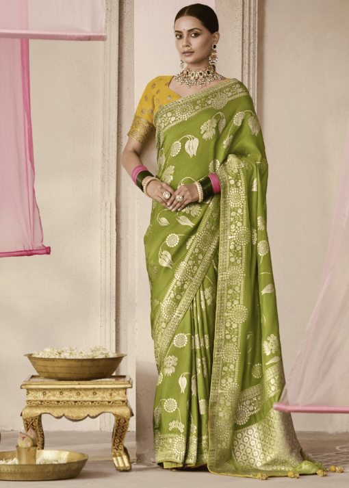 Green Embroidered Wedding Saree