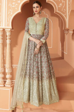 Mint Green Net Embroidered Anarkali Suit