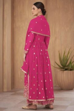 Alternative view of Pink Georgette Embroidered Anarkali Palazzo Suit