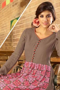 Alternative view of Trendy Brown And Pink Georgette Kurti Top