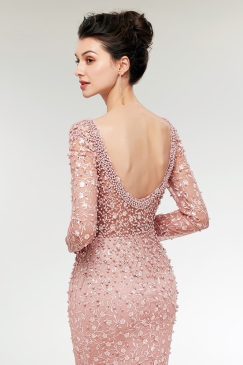 Alternative view of O Neck Pearl Beaded Floor Length Lace Dress