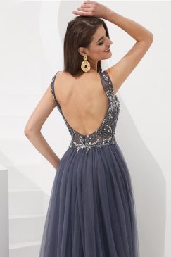 Alternative view of Backless Crystal Beading Evening Dress