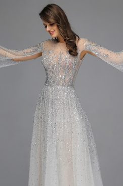 Alternative view of Princess Floor Touching Sleeve Beaded Dress