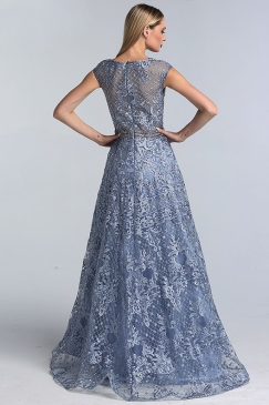 Alternative view of Blue Diamond O-Neck Beaded Evening Dress