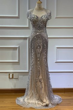 Alternative view of Lux Short Sleeve Crystal Evening Dress