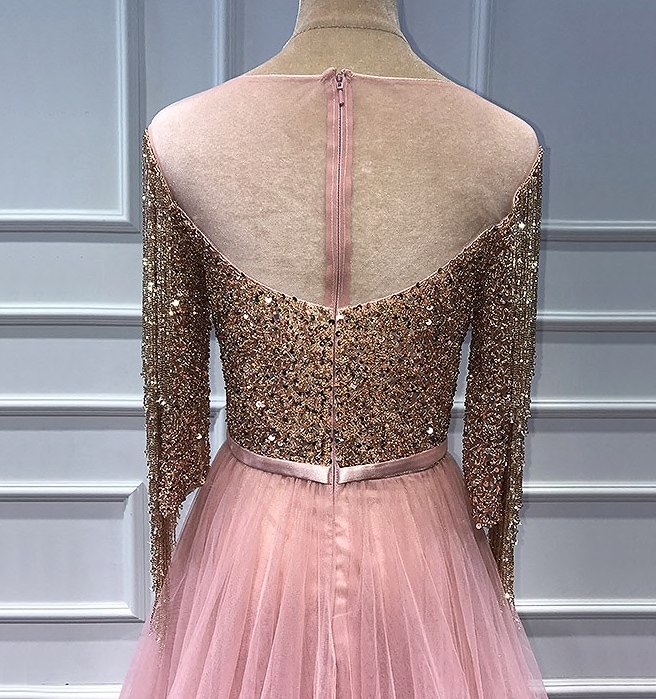 Rose Gold Sequinned Evening Dress - Image 5