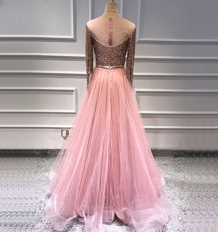 Rose Gold Sequinned Evening Dress - Image 3