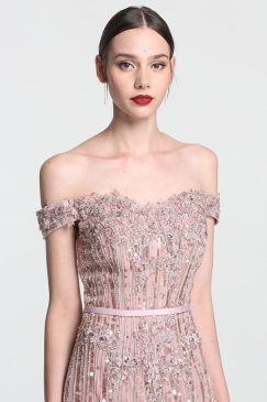 Alternative view of Pink Off The Shoulder Evening Dress